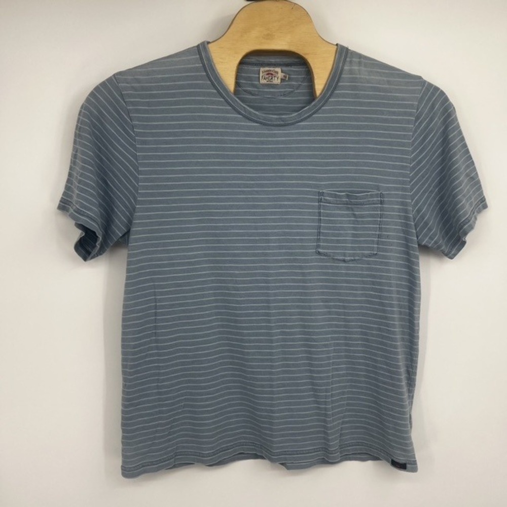 Faherty Brand Men's XL Indigo Dyed Striped Pocket Short Sleeve T-Shirt
